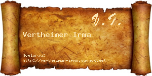 Vertheimer Irma névjegykártya